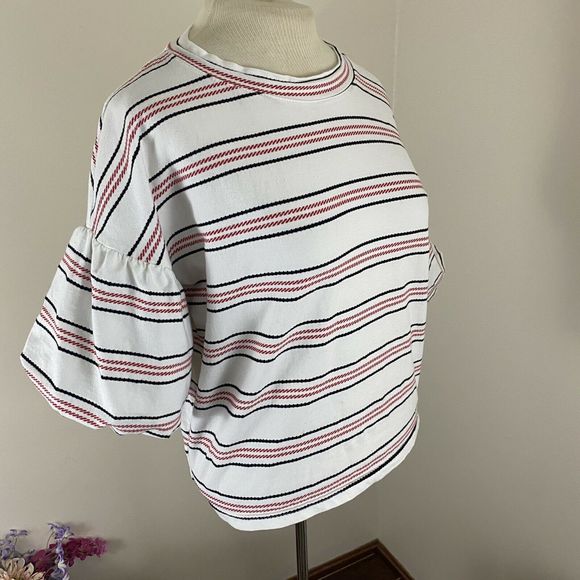Code X Mode Striped Crop Balloon Sleeve Top Small - Picture 11 of 12